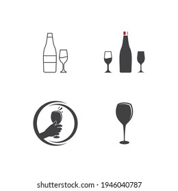 Wine logo vector illustration flat design 