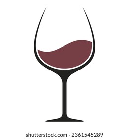 Logo del vino. Ilustración vectorial de un icono de copa de vino. Vidrio de dibujo minimalista de vino. Un vaso de vino tinto.