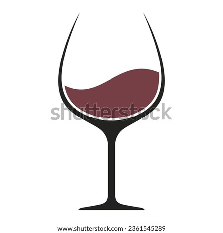 Wine logo. Vector illustration of a wine glass icon. Glass of wine minimalist drawing. A glass of red wine.