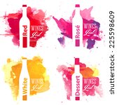 wine logo watercolor bottle splash vector label background design shape bundle set of creative wine list cover with shape of bottle on abstract watercolor pattern wine logo watercolor bottle splash ve