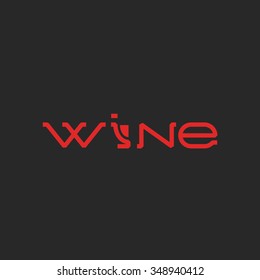 Wine logo word, mockup lettering alcohol list menu, template design element decoration card
