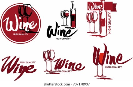 Wine logos. Wine logo design template. Vector illustration of icon. Wine logo collection.