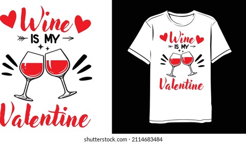 Wine Love Heart Valentines Day Boys Girls Kids T-Shirt Design