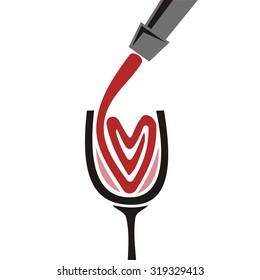 Wine Love Heart Vector Illustration