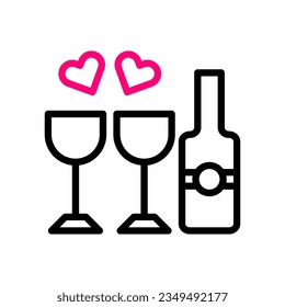 Wine love icon duocolor black pink style valentine illustration vector element and symbol perfect.