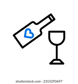 Wine love icon duocolor blue black style valentine illustration vector element and symbol perfect.
