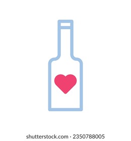 Wine love icon duotone blue pink style valentine illustration vector element and symbol perfect.