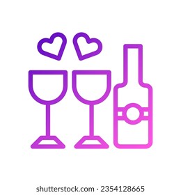 Wine love icon gradient purple pink style valentine illustration vector element and symbol perfect.