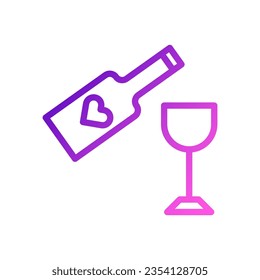 Wine love icon gradient purple pink style valentine illustration vector element and symbol perfect.
