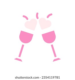 Wine love icon solid pink white style valentine illustration vector element and symbol perfect.