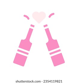 Wine love icon solid pink white style valentine illustration vector element and symbol perfect.