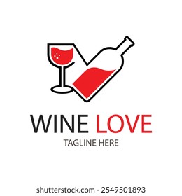 wine love logo design vector illustration