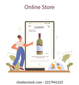 Wine maker online service or platform. Reciepe development, exposure and samping, grape selection. Online store. Flat vector illustration