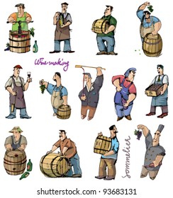 wine makers - set - cartoon