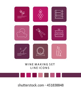  wine making collection of line style design element