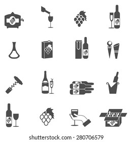 Wine Making And Winery Icon Black Set Isolated Vector Illustration