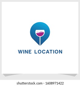 wine and map logo design concept, restaurant logo design vector