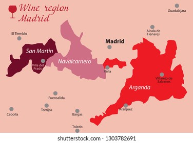 Wine Map Madrid In Spain