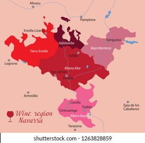 Wine Map Navarra In Spain