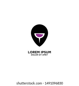 Wine Maps Design Vector, Geo location sign logo. Vector map pointer, map pin icon.