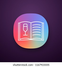 Wine menu app icon. Alcoholic drinks list. Alcohol bar menu. UI/UX user interface. Web or mobile application. Vector isolated illustration