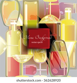 wine menu background,stylized wine bottles