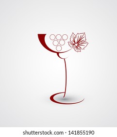 Wine menu card design with glass background