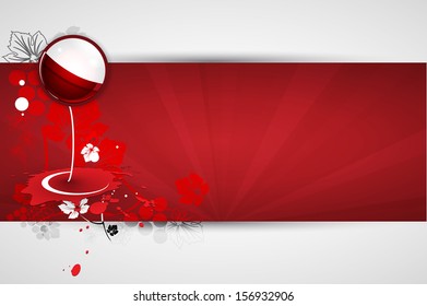 Wine menu card design with glass background