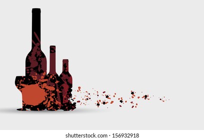 Wine menu card design with glass background