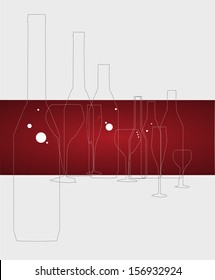 Wine menu card design with glass background