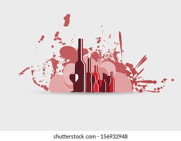 Wine menu card design with glass background