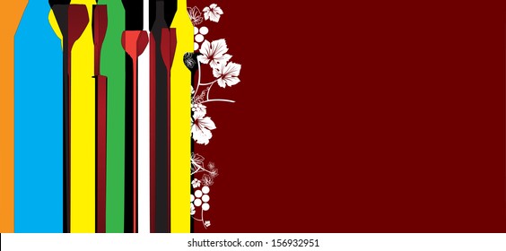 Wine menu card design with glass background