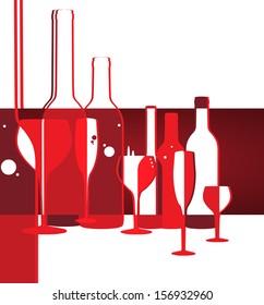 Wine menu card design with glass background