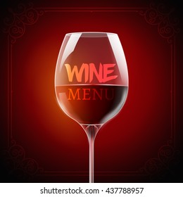 Wine menu card design template. Wine list template layout.