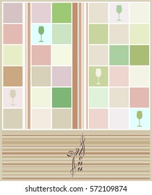 Ilustración vectorial de plantilla de diseño de tarjeta de menú de vinos