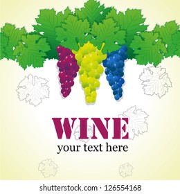Wine Menu Card With Grapes - Vector Illustration, Graphic Design Editable For Your Design
