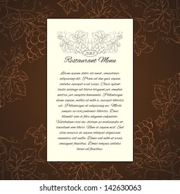 Wine menu card template. Vector illustration.