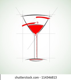 wine menu concept circuit vector glass