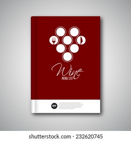 Wine menu design template cover brochure, vector card, wine design