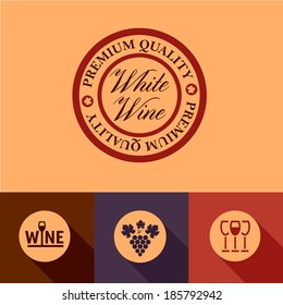 Wine Menu Elements in Flat Design Style.