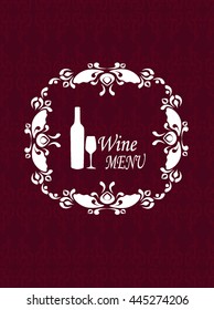 Wine Menu. Graphically calligraphic emblem, logo for the restaurant. Vector illustration