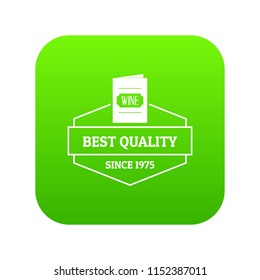 Wine menu icon green vector isolated on white background