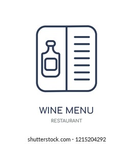 Wine menu icon. Wine menu linear symbol design from Restaurant collection. Simple outline element vector illustration on white background.