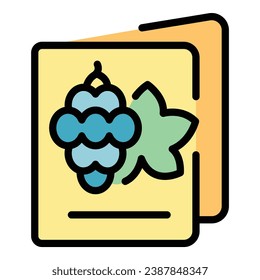 Wine menu icon outline vector. Sommelier drink. Bottle food color flat