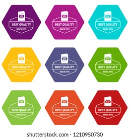 Wine menu icons 9 set coloful isolated on white for web