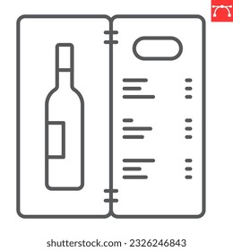 Weinkarte Symbol, Trinken und Alkohol, Weinkarte Vektorsymbol, Vektorgrafik, bearbeitbares Umriss-Zeichen, eps10.