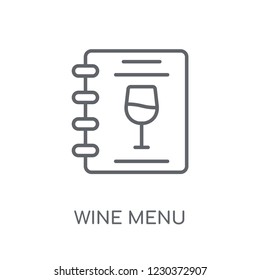 Wine menu linear icon. Modern outline Wine menu logo concept on white background from Hotel and Restaurant collection. Suitable for use on web apps, mobile apps and print media.