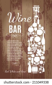 Wine menu on wood texture