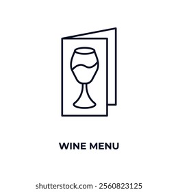 wine menu outline icon. Linear vector from hotel concept. Thin line wine menu icon isolated on white background