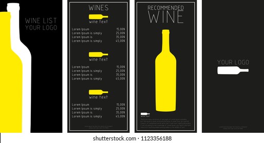 wine menu with a price list of different wines